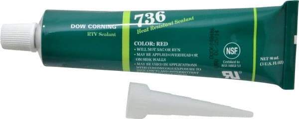 Dow Corning - 3 oz Tube Red RTV Silicone Joint Sealant - -85 to 500°F Operating Temp, 17 min Tack Free Dry Time, 24 hr Full Cure Time, Series 736 - Benchmark Tooling