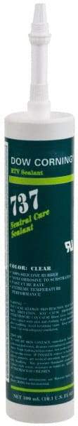 Dow Corning - 10.1 oz Cartridge Clear RTV Silicone Joint Sealant - -85 to 350°F Operating Temp, 14 min Tack Free Dry Time, 24 hr Full Cure Time, Series 737 - Benchmark Tooling