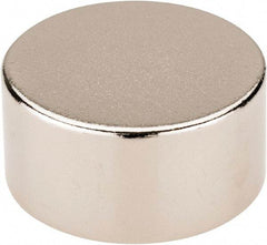 Mag-Mate - 3/4" Diam x 3/8" High Neodymium Rare Earth Magnet - 13.5 Lb Max Capacity, 200°F Max, Nickel Plated - Benchmark Tooling