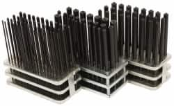 Value Collection - 114 Piece Transfer Punch Set - 3/32 to 17/32" Round Shank - Benchmark Tooling