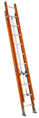 Louisville - 28' High, Type IA Rating, Fiberglass Industrial Extension Ladder - 300 Lb Capacity, 25' Working Length, 18-1/4" Wide - Benchmark Tooling