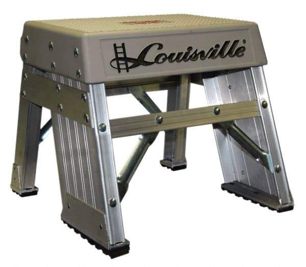 Louisville - 1 Step, 1' High, Type IA Rating, Aluminum Step Stand - 300 Lb Capacity, 15-11/16" Base Width - Benchmark Tooling