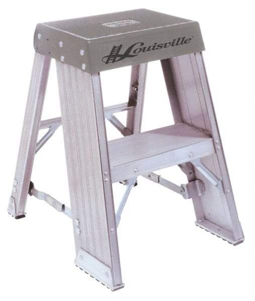 Louisville - 2 Steps, 2' High, Type IA Rating, Aluminum Step Stand - 300 Lb Capacity, 17-11/16" Base Width - Benchmark Tooling