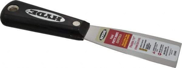 Hyde Tools - 1-1/2" Wide Stainless Steel Putty Knife - Flexible, Nylon Handle, 7-3/4" OAL - Benchmark Tooling