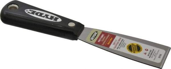 Hyde Tools - 1-1/2" Wide Steel Putty Knife - Stiff, Nylon Handle, 7-3/4" OAL - Benchmark Tooling
