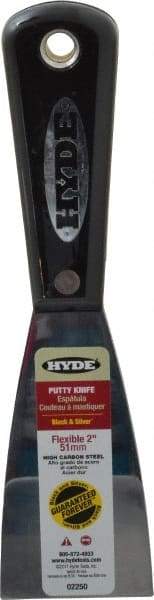 Hyde Tools - 2" Wide Steel Putty Knife - Flexible, Nylon Handle, 7-3/4" OAL - Benchmark Tooling