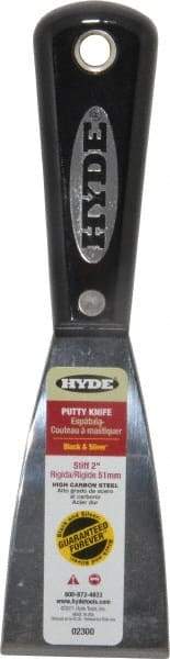 Hyde Tools - 2" Wide Steel Putty Knife - Stiff, Nylon Handle, 7-3/4" OAL - Benchmark Tooling