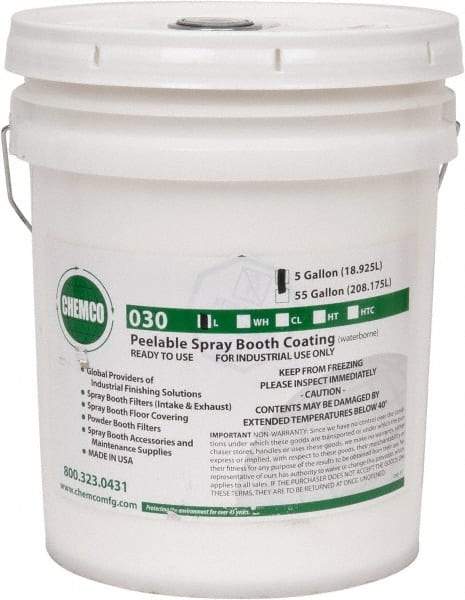 Made in USA - White Water Base Booth Coating - 5 Gallons, Spray, Coverage 250 Square Feet at 2 mil - Benchmark Tooling