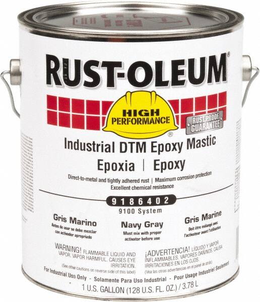 Rust-Oleum - 1 Gal Gloss Navy Gray Epoxy Mastic - 100 to 225 Sq Ft/Gal Coverage, <340 g/L VOC Content, Direct to Metal - Benchmark Tooling