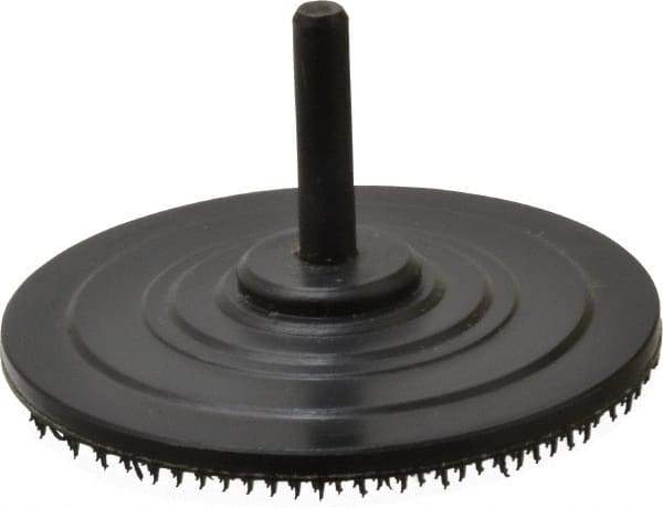 AutoQuip - 3" Diam Hook & Loop Disc Backing Pad - 1/4" Shank Diam, Firm Density, 18,000 RPM - Benchmark Tooling