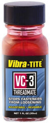 Vibra-Tite - 1 Fluid Ounce Bottle, Red, Low Strength Threadlocker - Series VC-3, 24 hr Full Cure Time, Hand Tool, Heat Removal - Benchmark Tooling