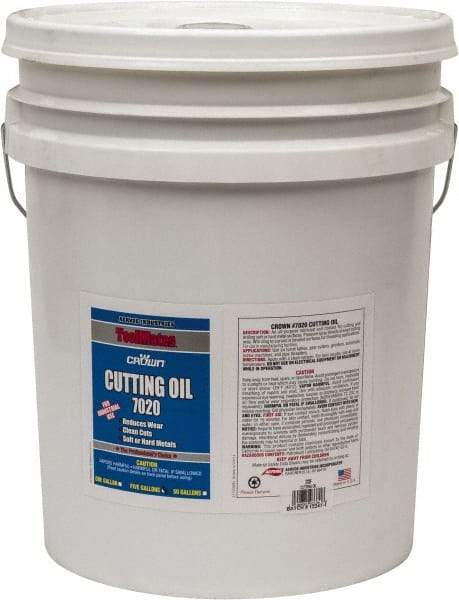 Crown - 5 Gal Pail Cutting Fluid - Straight Oil, For Deep Drawing, Drilling, Forming, Grinding, Machining, Sawing - Benchmark Tooling