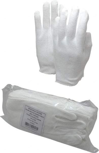 PRO-SAFE - Cotton General Protection Work Gloves - For Inspection, Uncoated, Slip-On Cuff, Full Fingered, White, Paired - Benchmark Tooling