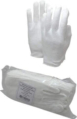 PRO-SAFE - Cotton General Protection Work Gloves - For Inspection, Uncoated, Slip-On Cuff, Full Fingered, White, Paired - Benchmark Tooling