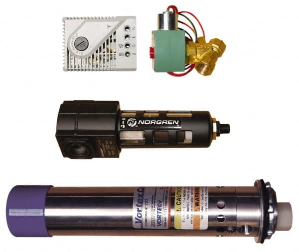 Vortec - 2,500 BTU per Hour, Vortex Enclosure Cooler with Thermostat - 1/2 Inch Diameter, 1/4 NPT Thread, 35 Cubic Ft. per min - Benchmark Tooling