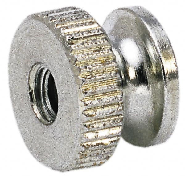 Electro Hardware - 5/16-18" UNC Thread, Uncoated, Grade 302, 303 Stainless Steel Round Knurled Thumb Nut - 13/32" Overall Height, 5/8" Head Diam - Benchmark Tooling