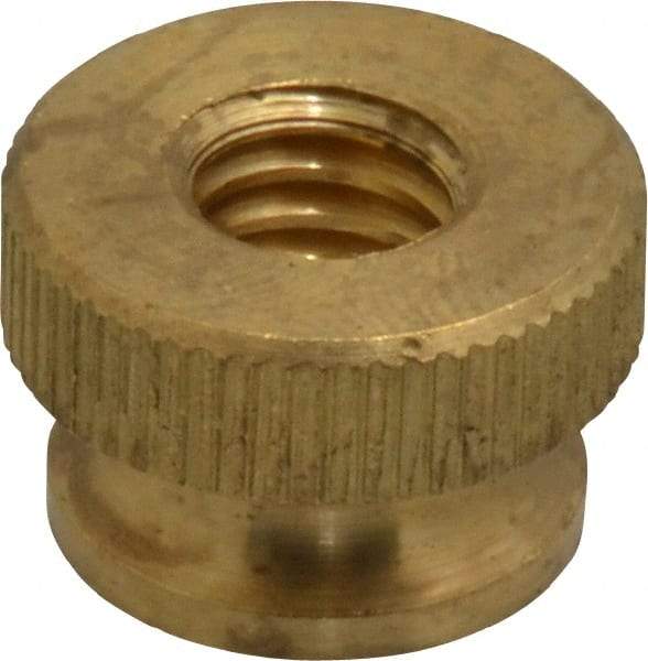 Electro Hardware - 5/16-18" UNC Thread, Uncoated, Grade B-633 Brass Round Knurled Thumb Nut - 13/32" Overall Height, 5/8" Head Diam - Benchmark Tooling