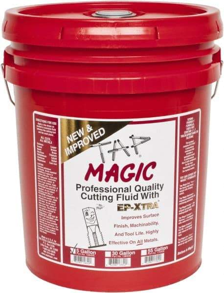 Tap Magic - Tap Magic EP-Xtra, 5 Gal Pail Cutting & Tapping Fluid - Semisynthetic, For Boring, Broaching, Drilling, Engraving, Facing, Milling, Reaming, Sawing, Threading, Turning - Benchmark Tooling