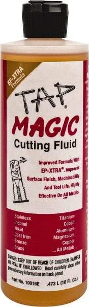 Tap Magic - Tap Magic EP-Xtra, 1 Pt Bottle Cutting & Tapping Fluid - Semisynthetic, For Boring, Broaching, Drilling, Engraving, Facing, Milling, Reaming, Sawing, Threading, Turning - Benchmark Tooling