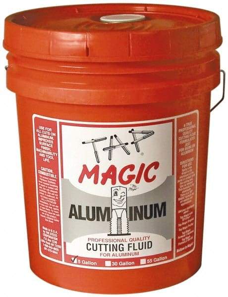 Tap Magic - Tap Magic Aluminum, 5 Gal Pail Cutting & Tapping Fluid - Semisynthetic, For Boring, Broaching, Drilling, Engraving, Facing, Milling, Reaming, Sawing, Threading, Turning - Benchmark Tooling