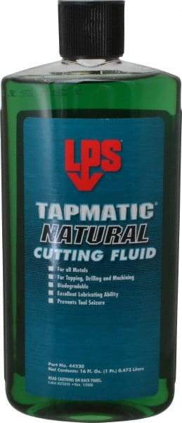 LPS - Tapmatic Natural, 16 oz Bottle Cutting & Tapping Fluid - Straight Oil, For Boring, Broaching, Drilling, Engraving, Facing, Milling, Reaming, Sawing, Tapping, Threading, Turning - Benchmark Tooling