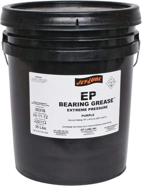 Jet-Lube - 35 Lb Pail Extreme Pressure Grease - Purple, Extreme Pressure, 325°F Max Temp, NLGIG 2, - Benchmark Tooling