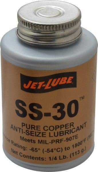 Jet-Lube - 0.25 Lb Can High Temperature Anti-Seize Lubricant - Copper, -65 to 1,800°F, Copper Colored, Water Resistant - Benchmark Tooling