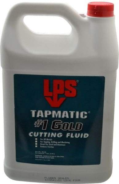 LPS - Tapmatic #1 Gold, 1 Gal Bottle Cutting & Tapping Fluid - Straight Oil, For Boring, Broaching, Drilling, Engraving, Facing, Milling, Reaming, Sawing, Tapping, Threading, Turning - Benchmark Tooling