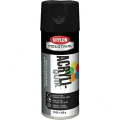 Krylon - Black, 12 oz Net Fill, Semi Flat, Lacquer Spray Paint - 15 to 20 Sq Ft per Can, 16 oz Container, Use on Cabinets, Color Coding Steel & Lumber, Conduits, Drums, Ducts, Furniture, Motors, Pipelines, Tools - Benchmark Tooling