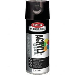 Krylon - Black, 12 oz Net Fill, Gloss, Lacquer Spray Paint - 15 to 20 Sq Ft per Can, 16 oz Container, Use on Cabinets, Color Coding Steel & Lumber, Conduits, Drums, Ducts, Fabric, Furniture, Motors, Pipelines, Tools - Benchmark Tooling