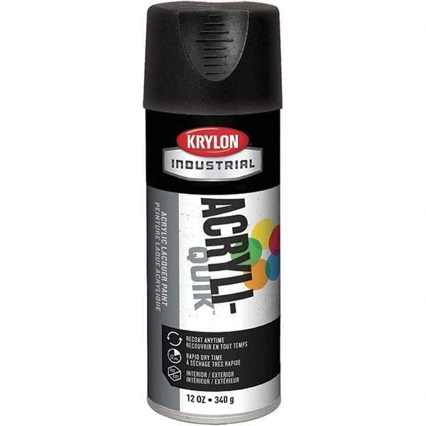 Krylon - Black, 12 oz Net Fill, Flat, Lacquer Spray Paint - 15 to 20 Sq Ft per Can, 16 oz Container, Use on Cabinets, Color Coding Steel & Lumber, Conduits, Drums, Ducts, Fabric, Furniture, Motors, Pipelines, Tools - Benchmark Tooling