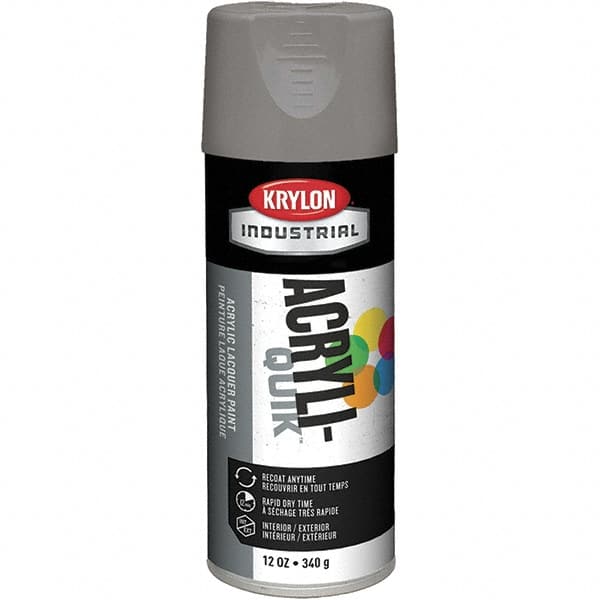 Krylon - Smoke Gray, 12 oz Net Fill, Gloss, Lacquer Spray Paint - 15 to 20 Sq Ft per Can, 16 oz Container, Use on Cabinets, Color Coding Steel & Lumber, Conduits, Drums, Ducts, Furniture, Motors, Pipelines, Tools - Benchmark Tooling