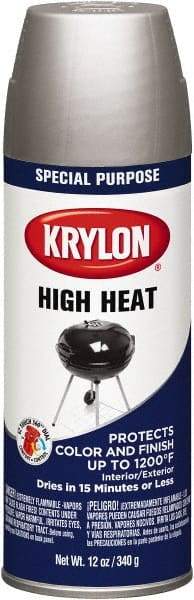 Krylon - Aluminum (Color), 12 oz Net Fill, Satin, High-Heat Metallic Spray Paint - 15 to 20 Sq Ft per Can, 12 oz Container - Benchmark Tooling