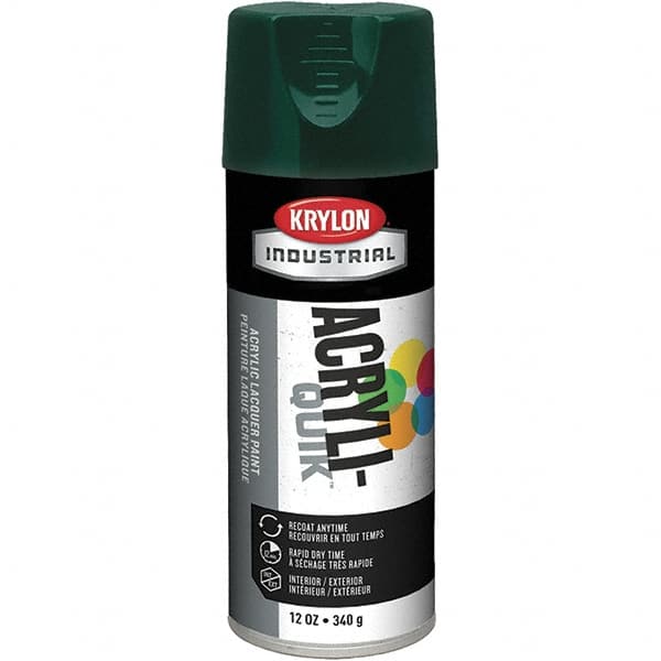 Krylon - Hunter Green, 12 oz Net Fill, Gloss, Lacquer Spray Paint - 15 to 20 Sq Ft per Can, 16 oz Container, Use on Cabinets, Color Coding Steel & Lumber, Conduits, Drums, Ducts, Furniture, Motors, Pipelines, Tools - Benchmark Tooling