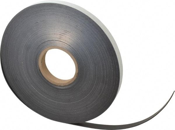 Mag-Mate - 100' Long x 3/4" Wide x 1/16" Thick Flexible Magnetic Strip - 10 Lb Max Pull Force, 5 Linear Ft/Lb Magnetic Pull Force, Adhesive Back - Benchmark Tooling