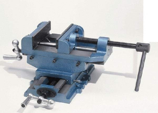 Palmgren - 6" Jaw Opening Capacity x 2" Throat Depth, Horizontal Drill Press Vise - 6" Wide Jaw, Cross Slide Base, Standard Speed, 8" OAL x 7-1/4" Overall Height - Benchmark Tooling