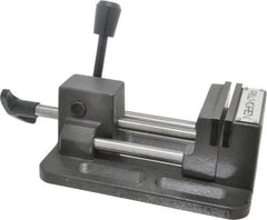 Palmgren - 3" Jaw Opening Capacity x 1" Throat Depth, Horizontal Drill Press Vise - 3" Wide Jaw, Stationary Base, Standard Speed, 12-1/4" OAL x 2-3/4" Overall Height - Benchmark Tooling