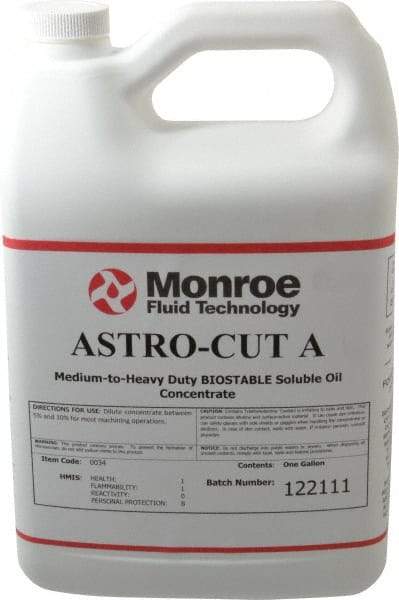 Monroe Fluid Technology - Astro-Cut A, 1 Gal Bottle Cutting & Grinding Fluid - Water Soluble, For CNC Milling, Drilling, Tapping, Turning - Benchmark Tooling