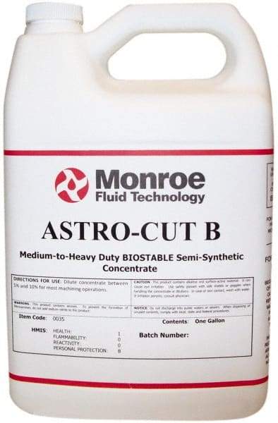 Monroe Fluid Technology - Astro-Cut B, 1 Gal Bottle Cutting & Grinding Fluid - Semisynthetic, For CNC Milling, Drilling, Tapping, Turning - Benchmark Tooling