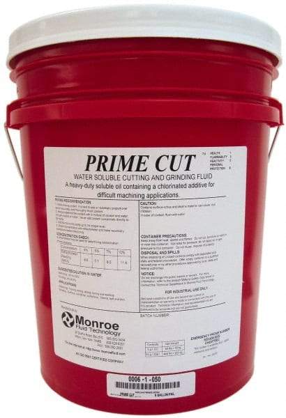 Monroe Fluid Technology - Prime Cut, 5 Gal Pail Cutting & Grinding Fluid - Water Soluble, For CNC Milling, Drilling, Tapping, Turning - Benchmark Tooling