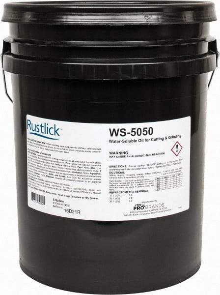 Rustlick - Rustlick WS-5050, 5 Gal Pail Cutting & Grinding Fluid - Water Soluble, For Broaching, CNC Machining, Drilling, Milling - Benchmark Tooling