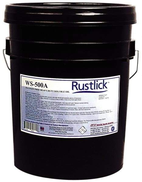 Rustlick - Rustlick WS-500A, 5 Gal Pail Cutting & Grinding Fluid - Water Soluble, For Machining - Benchmark Tooling