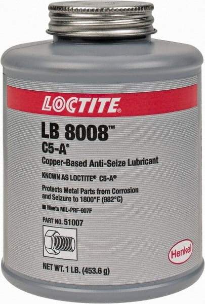 Loctite - 1 Lb Can High Temperature Anti-Seize Lubricant - Copper/Graphite, -29 to 1,800°F, Copper Colored, Water Resistant - Benchmark Tooling