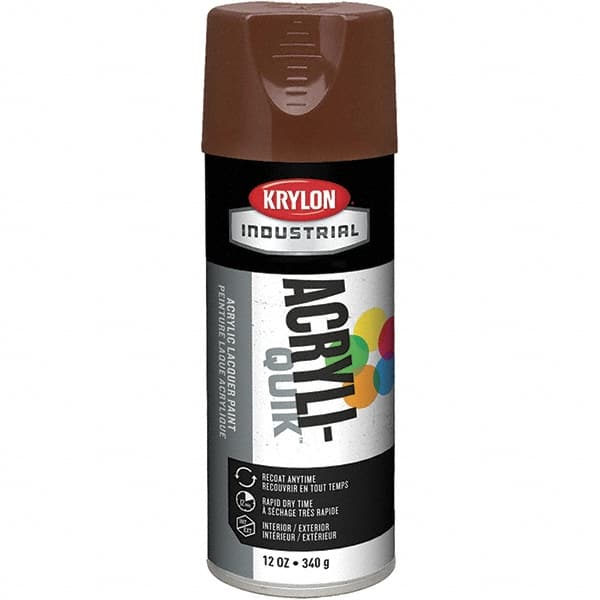 Krylon - Leather Brown, 12 oz Net Fill, Gloss, Lacquer Spray Paint - 15 to 20 Sq Ft per Can, 16 oz Container, Use on Cabinets, Color Coding Steel & Lumber, Conduits, Drums, Ducts, Furniture, Motors, Pipelines, Tools - Benchmark Tooling