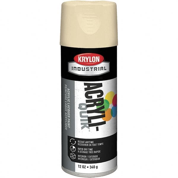 Krylon - Almond (Color), 12 oz Net Fill, Gloss, Lacquer Spray Paint - 15 to 20 Sq Ft per Can, 16 oz Container, Use on Cabinets, Color Coding Steel & Lumber, Conduits, Drums, Ducts, Furniture, Motors, Pipelines, Tools - Benchmark Tooling