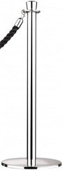 Tensator - 39" High, 2" Pole Diam, Standard Post - 11-1/2" Base Diam, Dome Satin Chrome (Color) Steel Post - Benchmark Tooling