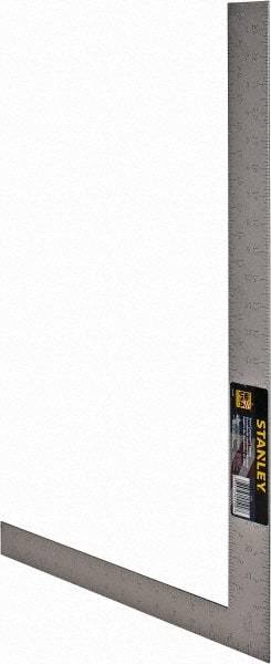 Stanley - 24" Blade Length x 16" Base Length, Buffed Finish, Steel Carpenters' Square - 1/8" (Back) & 1/8" (Face) Graduation, 1-1/2" Base Width - Benchmark Tooling