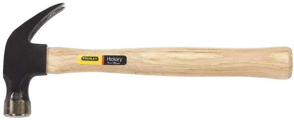 Stanley - 1 Lb Head, Curved Claw Nail Hammer - 13-1/4" OAL, Carbon Steel Head, Smooth Face, Wood Handle - Benchmark Tooling