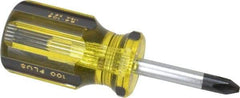 Stanley - #2, 3-1/2" OAL, Stubby Phillips Pocket Screwdriver - 1-1/2" Blade Length, Round Shank, Acetate Handle - Benchmark Tooling