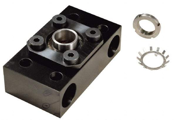 Nook Industries - 2" Flange OD x 0.28" Thickness Precision Acme Mounting Flange - For 3/8-4, 3/8-10 Bars, 4 Mounting Holes, Aluminum - Benchmark Tooling